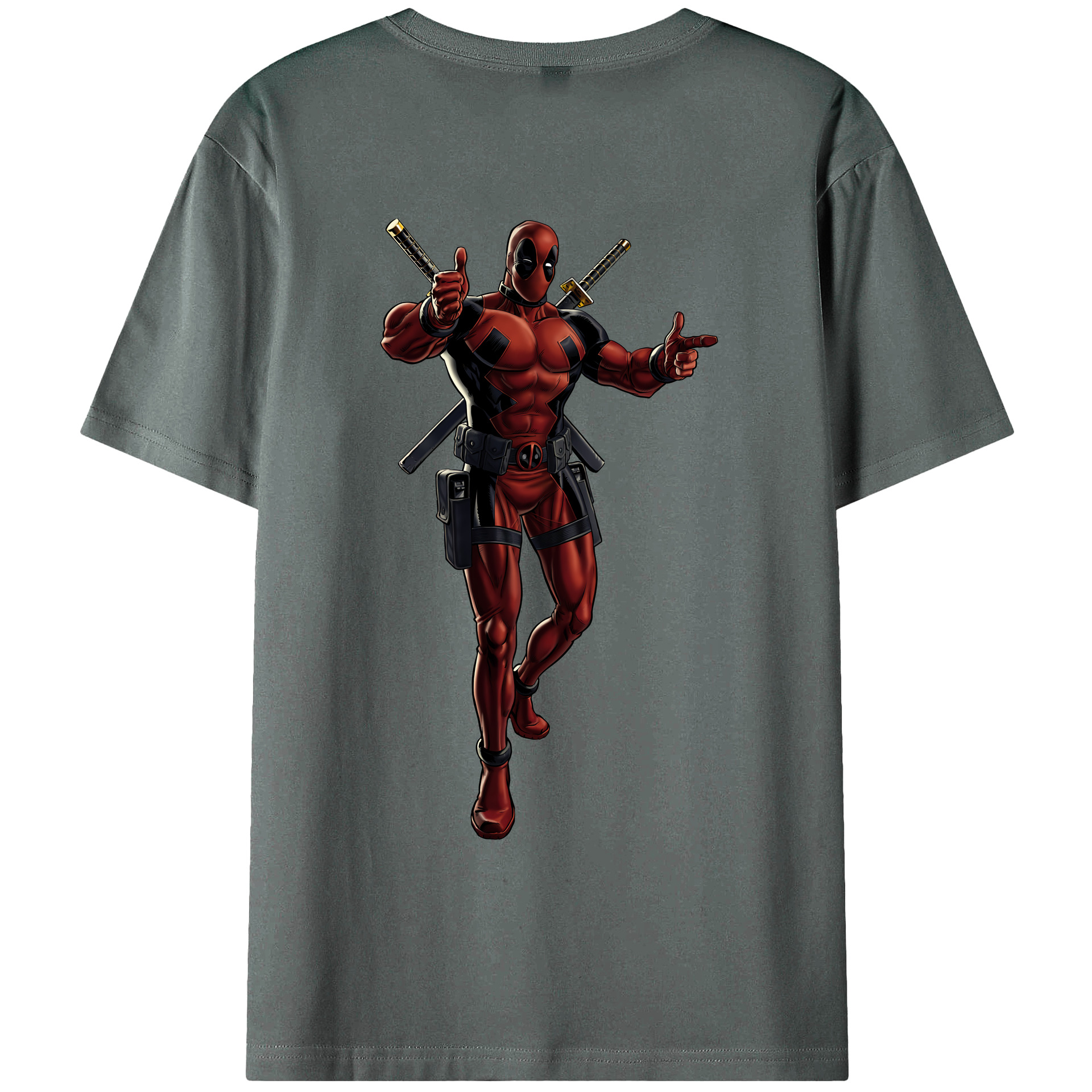 （画像用） Deadpool デッドプール 綿100％ メンズ半袖Tシャツ（バックプリント） 通気性
